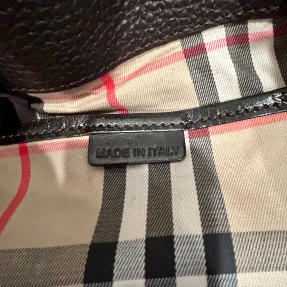 Burberry Brown Pebbled Leather Tote with Nova Check Interior - Picture 9 of 13